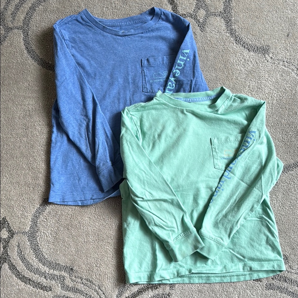 Vineyard Vines Kids Blue and Green Long Sleeve Shirts